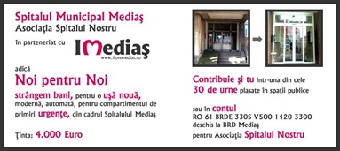 Campanie de colectare fonduri pentru o ușă automată la Spitalul din Mediaș
