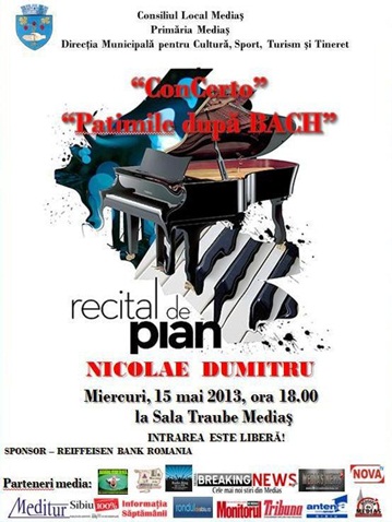Concert de pian “Patimile lui Bach”, la Mediaș