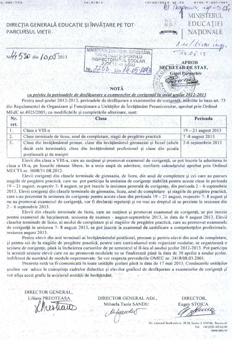Corigenţele se dau în august şi septembrie