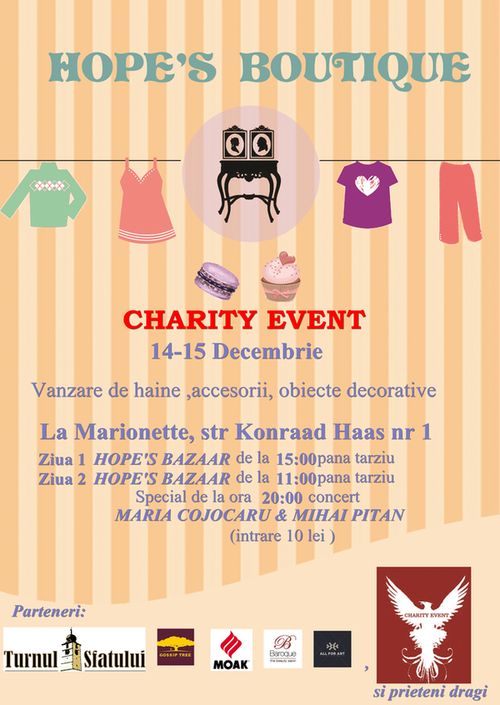 O nouă acțiune pentru a o ajuta pe Diana: Hope’s Boutique – Charity Event 14-15 Decembrie