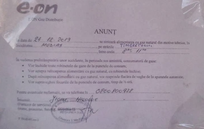 Mii de medieșeni rămân în Ajun de Crăciun fără gaze naturale