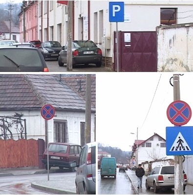 Se întâmplă la Mediaș: Indicator „Parcare” între două indicatoare de „Oprirea interzisă”