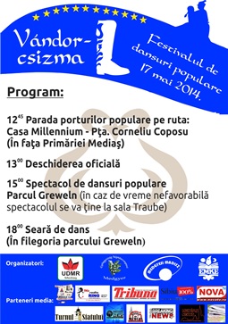 Cea de-a XII-a ediţie a Festivalului de Dansuri Populare „Vándorcsizma” a adunat la Mediaș sute de participanți