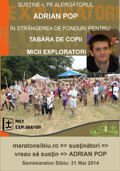 Adrian Pop aleargă la semimaraton, pentru a da o şansa copiilor nevoiaşi să meargă în taberele „Micii Exploratori”