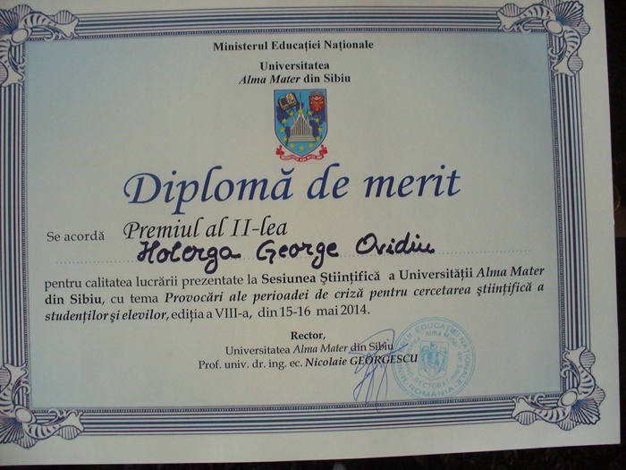 2 studenţi de la Universitatea „Alma Mater” (Centrul Mediaş), au câştigat locul al II-lea la secţiunea Ştiinţe Economice