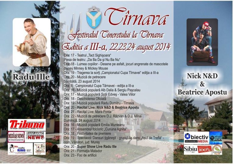 Afis refacut Festivalul Tineretului 2014 Tirnava