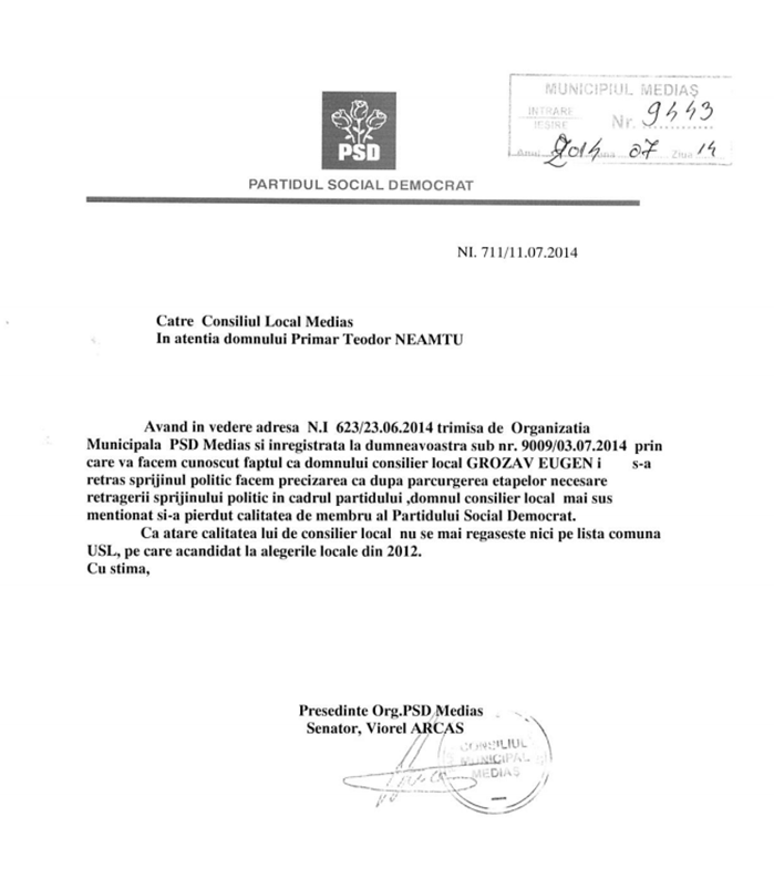 Consilier PSD din Mediaș, rămas fără sprijin politic
