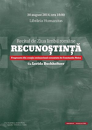 Actriţa Lerida Buchholtzer susține un recital de Ziua Limbii Române