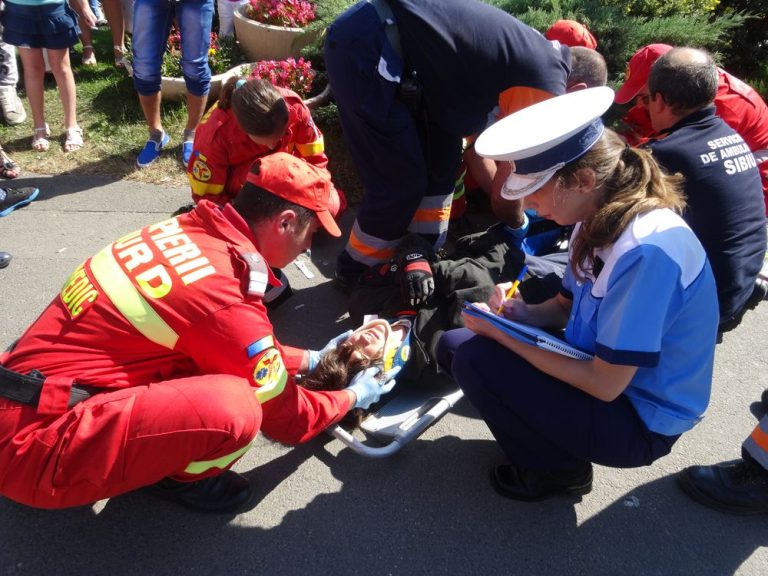 Biciclist de 16 ani accidentat în centrul Sibiului – exercițiu „Respect pentru Bicicliști”