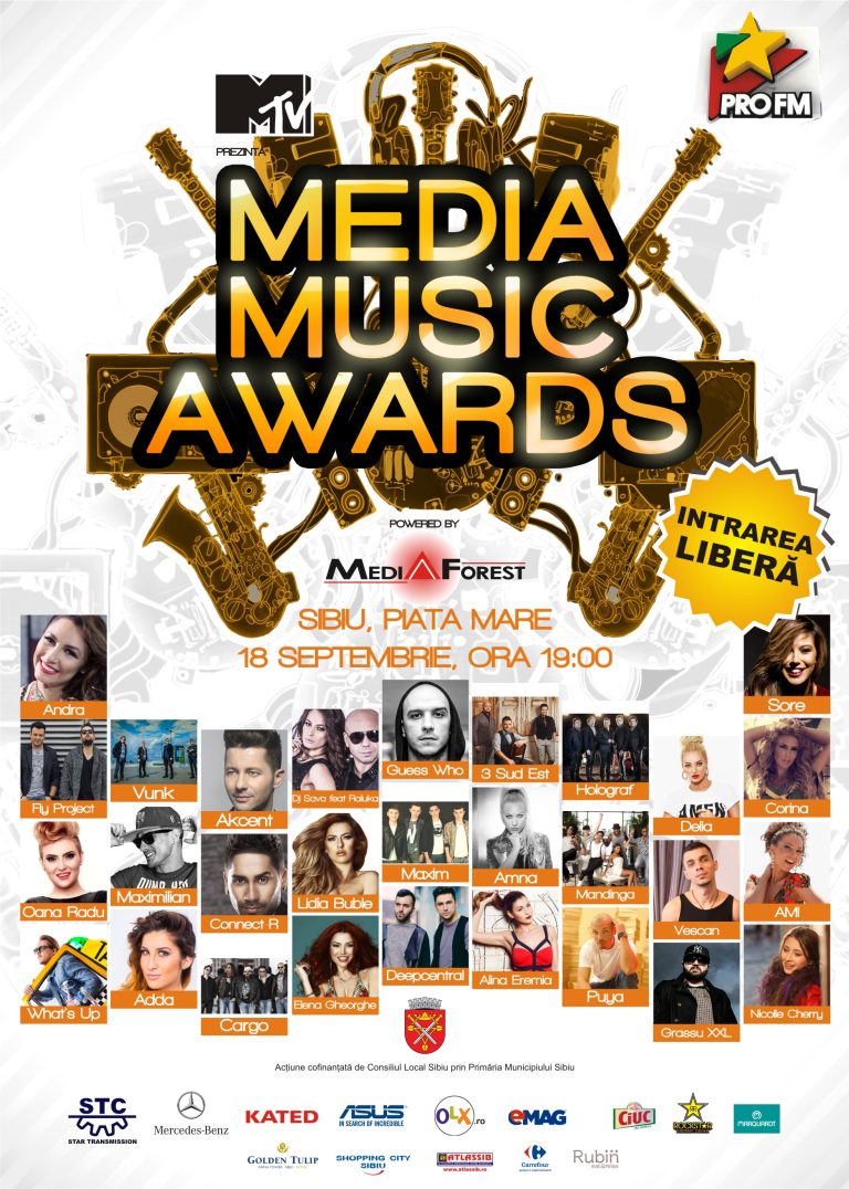 Peste 30 de artiști de top la Media Music Awards 2014