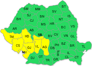 Cod galben de vreme rea până vineri