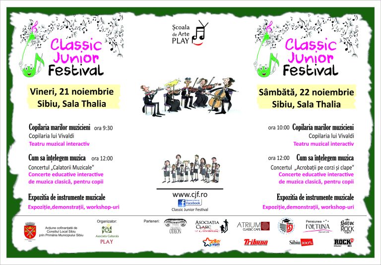 Muzica clasică este pe înțelesul copiilor la Clasic Junior Festival (21-22 noiembrie)