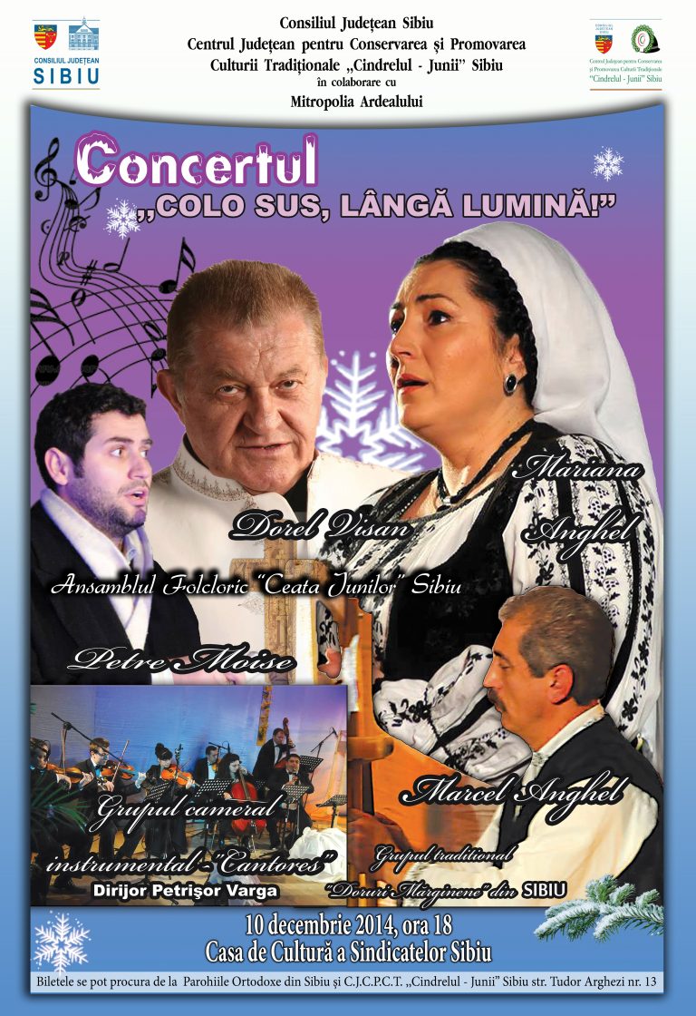 „Colo sus, lângă lumină!”, colinde tradiționale la Casa de Cultură a Sindicatelor Sibiu