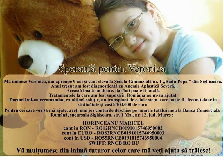 Meci de fotbal caritabil „Speranță pentru Veronica”, la Mediaș