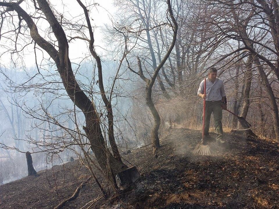 FOTO: Incendiu de vegetație aproape de Mediaș, au ars 7 hectare