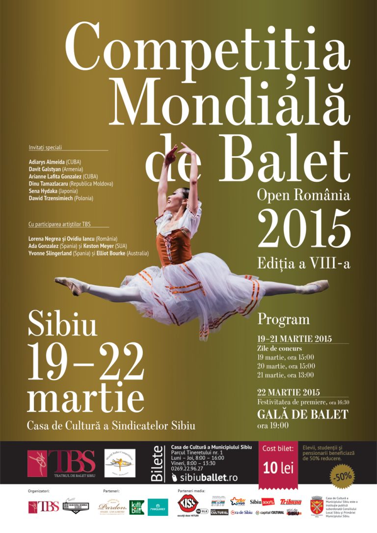 148 de dansatori din 17 țări vor dansa la Sibiu în cadrul Competiţiei Mondiale de Balet, Open România 2015