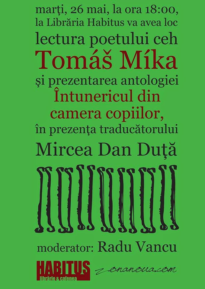 Lansarea primei antologii de poezie cehă contemporană, astăzi la librăria Habitus