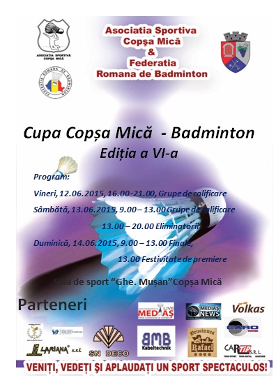 Copşa Mică găzduieşte weekend-ul acesta „Cupa Copşa Mică la Badminton”, ediția a VI-a