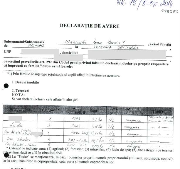 Ce avere oficială a declarat Daniel Maricuța, primarul Șelimbărului