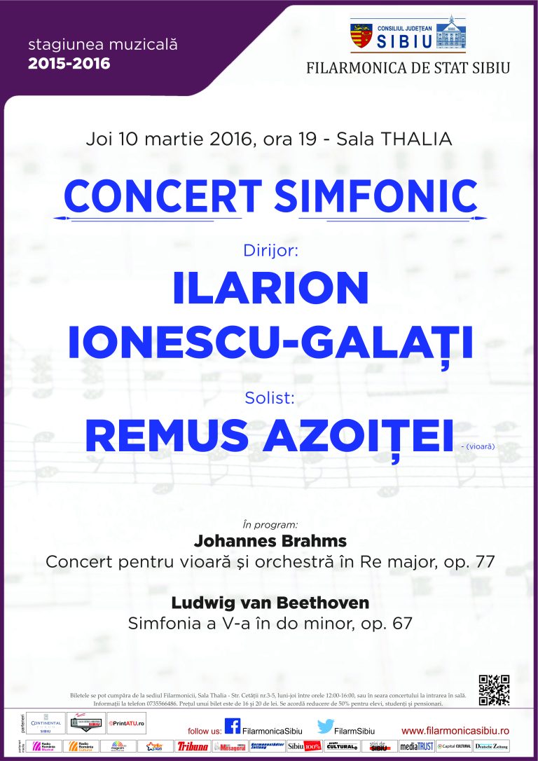 Concert extraordinar al Orchestrei Filarmonicii de Stat Sibiu alături de violonistul Remus Azoiței