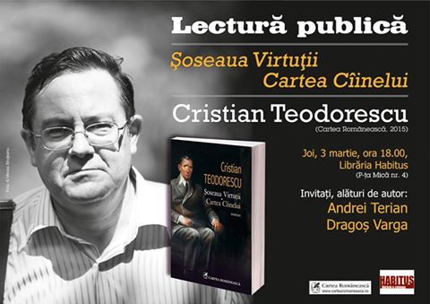 Cristian Teodorescu susține o lectură publică la Librăria Habitus