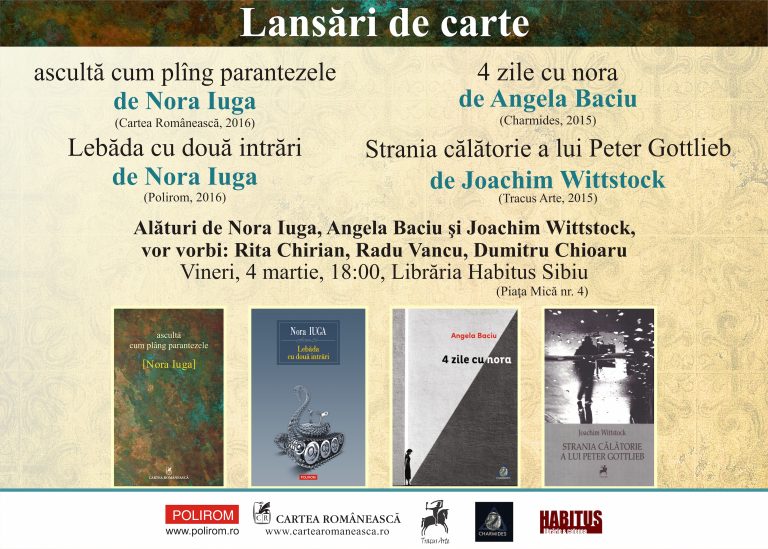 Lansare de carte cu Nora Iuga la librăria Habitus
