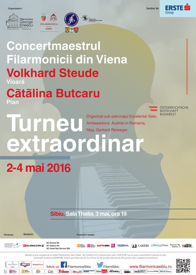 Volkhard Steude va concerta alături de Cătălina Butcaru la Sala Thalia