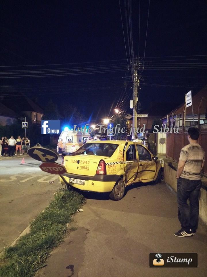 Accident grav în Sibiu provocat de un taximetrist care circula pe interzis