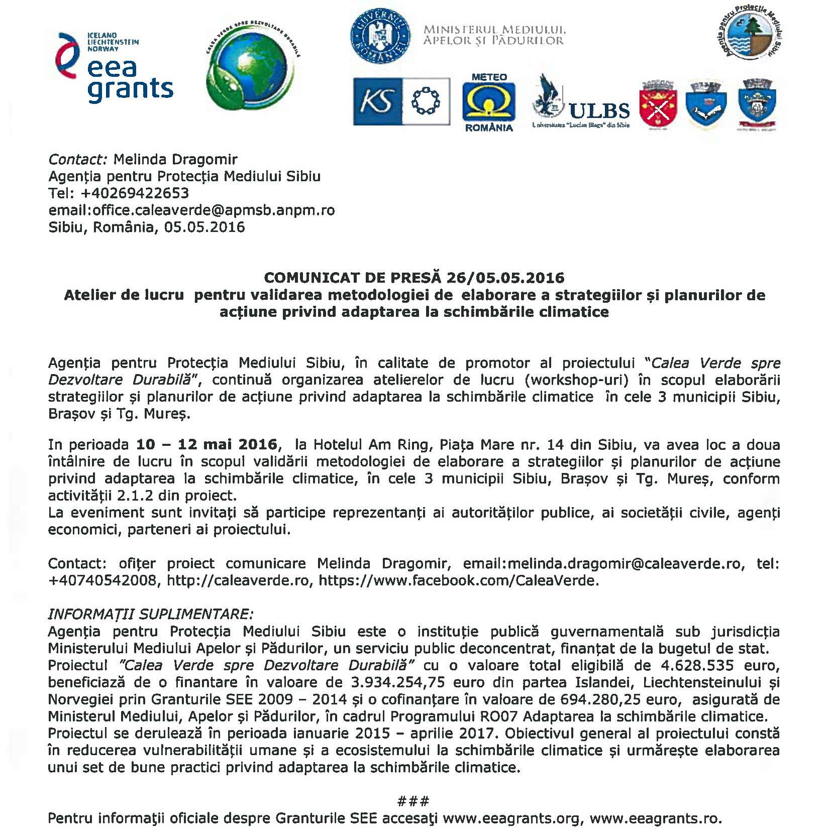 Atelier de lucru in cadrul proiectului Calea Verde spre Dezvoltare Durabilă