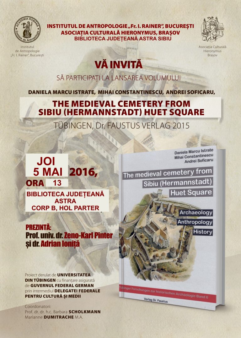 Lansare de carte „The Medieval Cemetery from Sibiu (Hermannstadt) Huet Square”