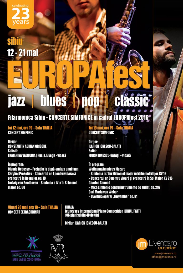 Programul EUROPAfest 2016 la Sibiu