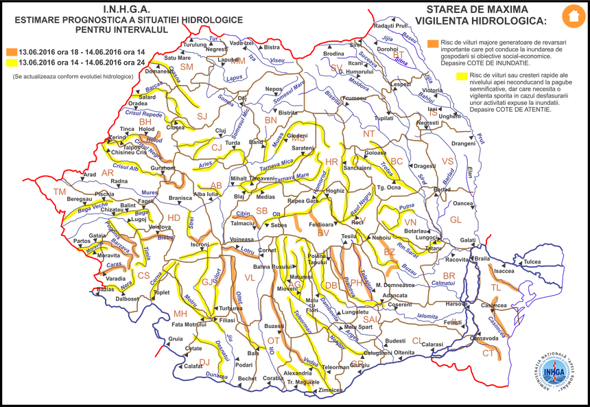 Cod portocaliu de inundatii pe Cibin