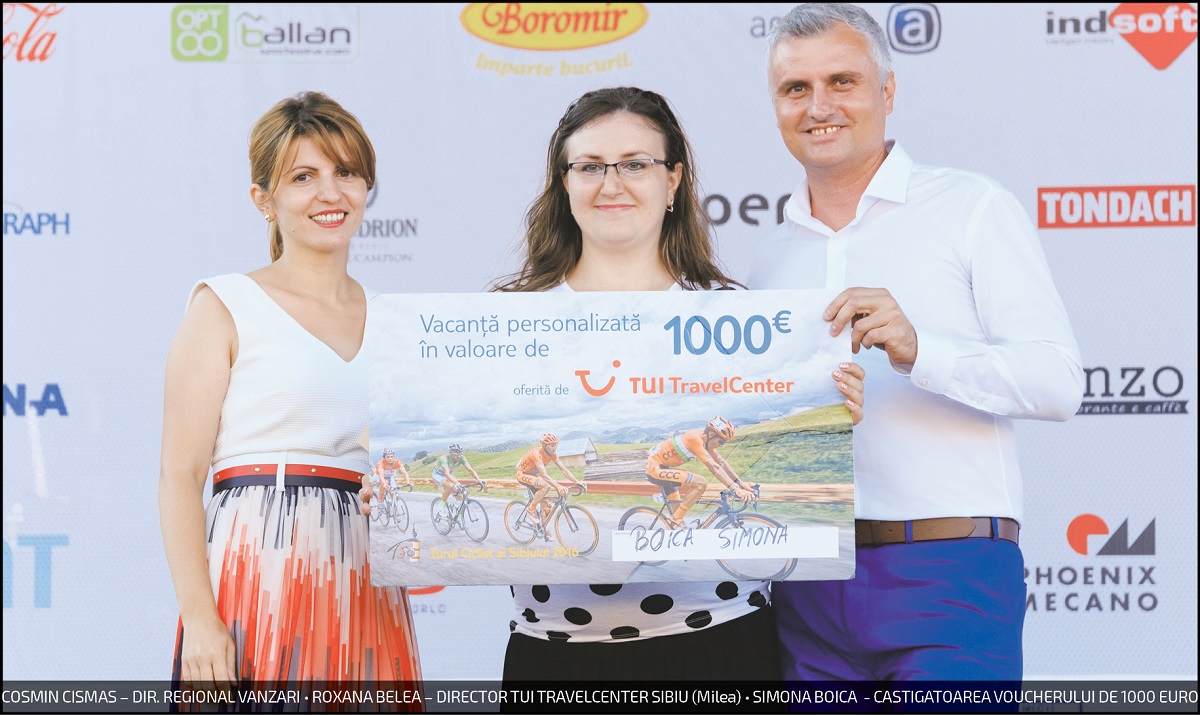 TUI TravelCenter partenerul oficial Turul Ciclist al Sibiului 2016, a acordat voucherul de vacanță cadou în valoare de 1.000 euro