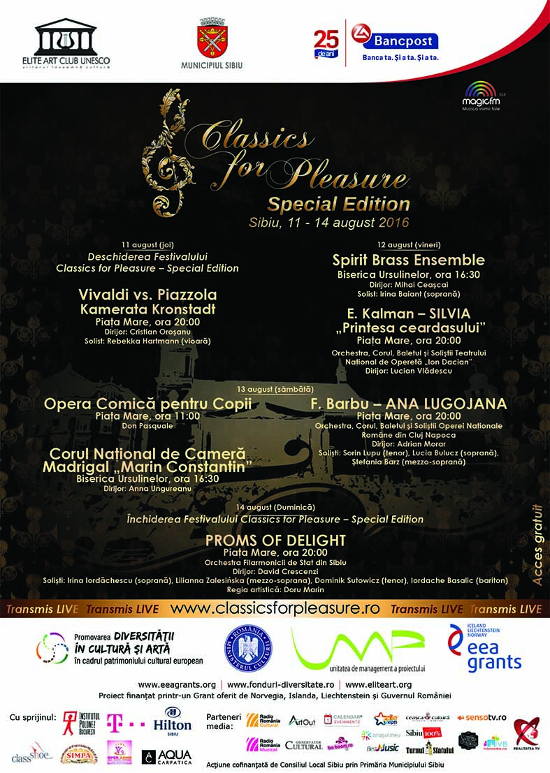 Joi începe festivalul Classics for Pleasure. Program complet