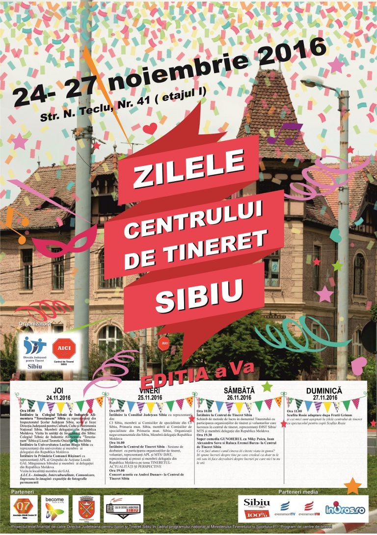 Zilele Centrului de Tineret Sibiu, de joi până duminică