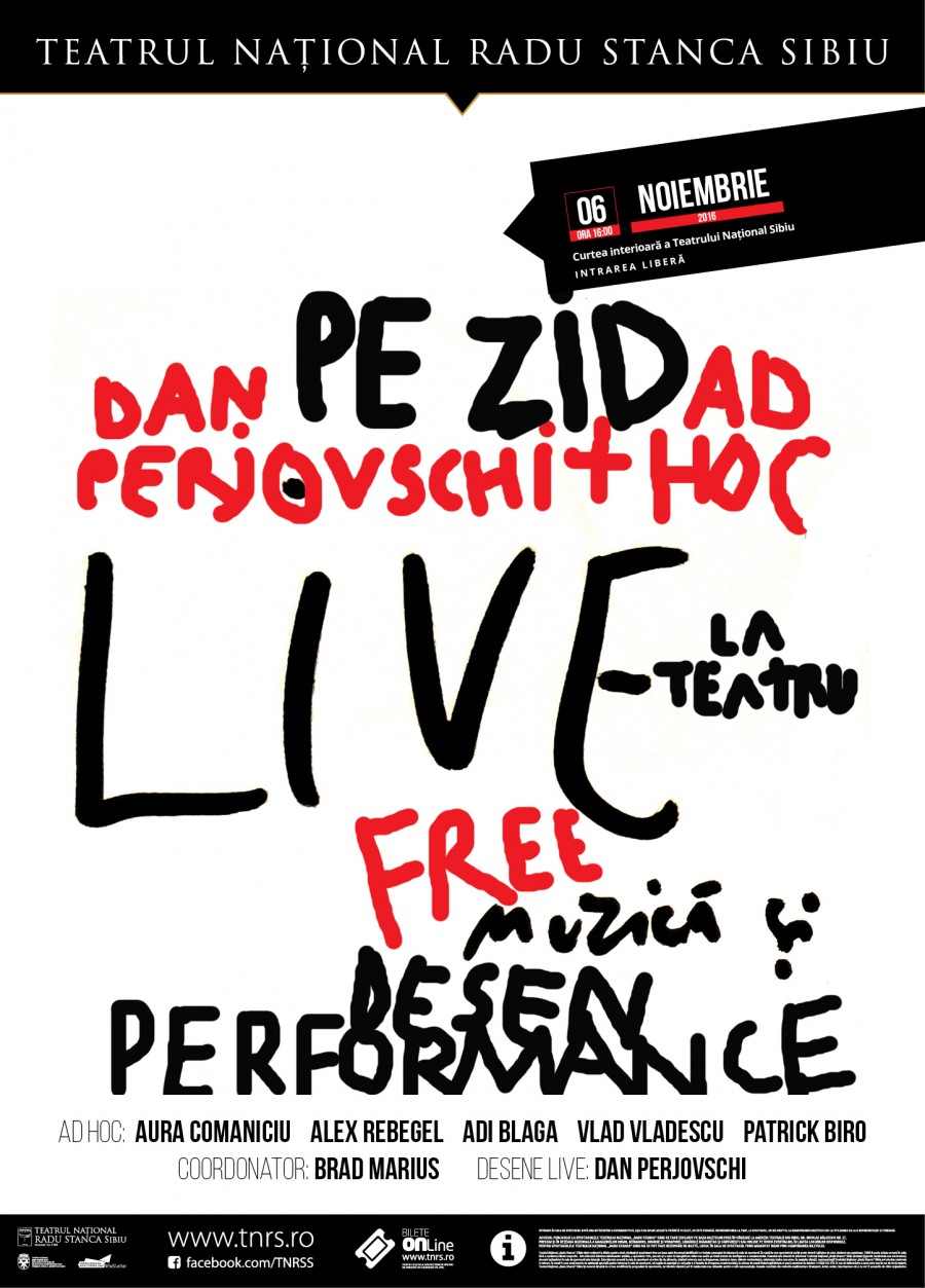 Dan Perjovschi și Ad hoc, live, pe zid