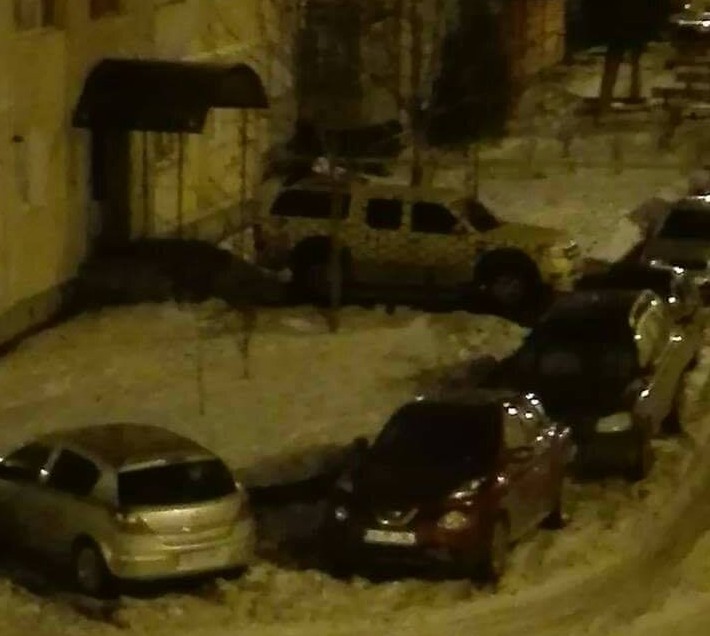 Masina parcata pe aleea de intrare in bloc