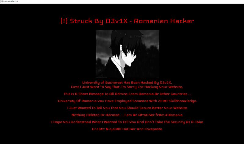 Site-ul Universității din București, spart de hackeri