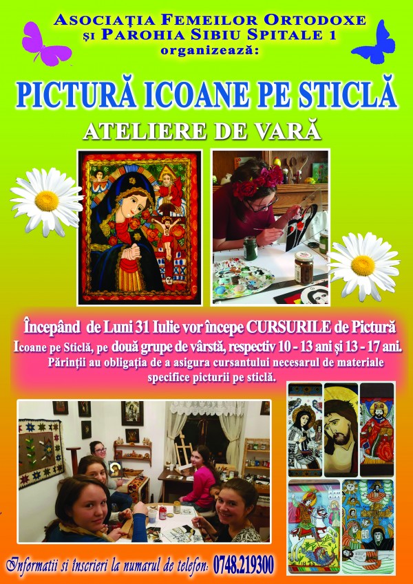 Ateliere de pictură pe sticlă, la Biserica de pe Strada Dealului