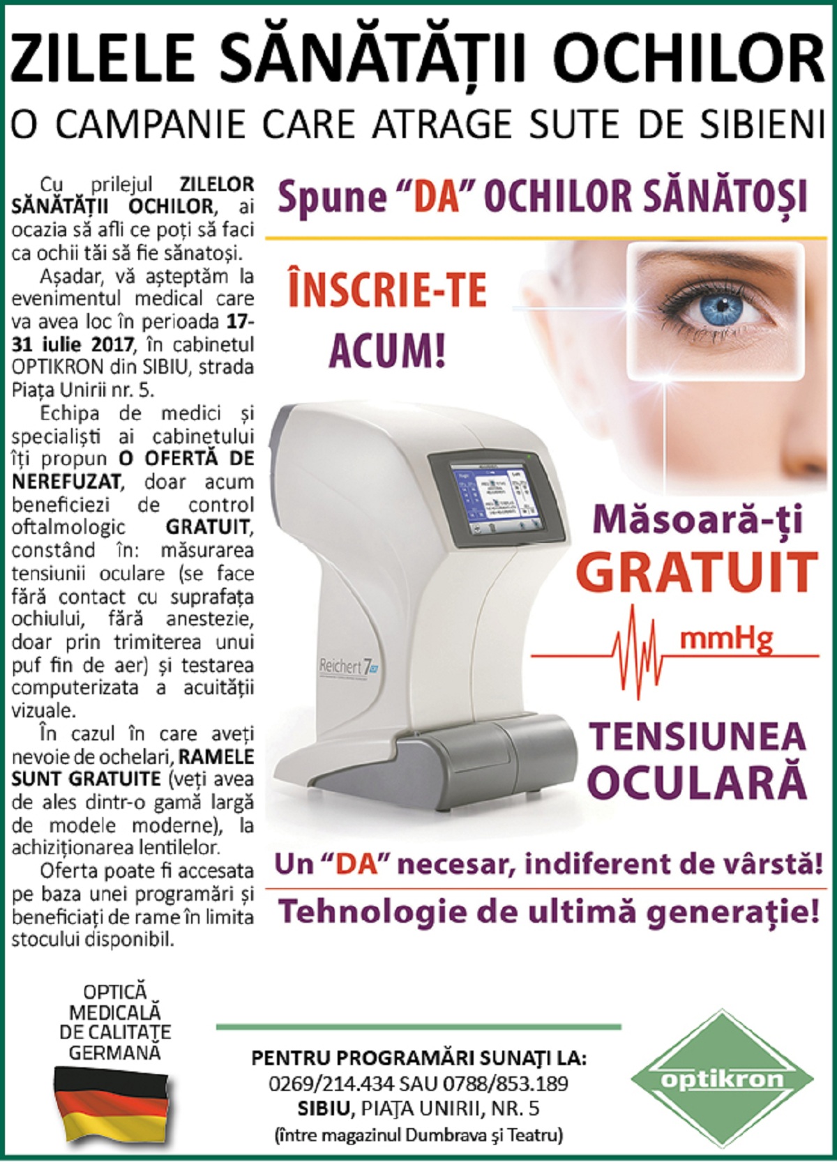 ZILELE SĂNĂTĂȚII OCHILOR
