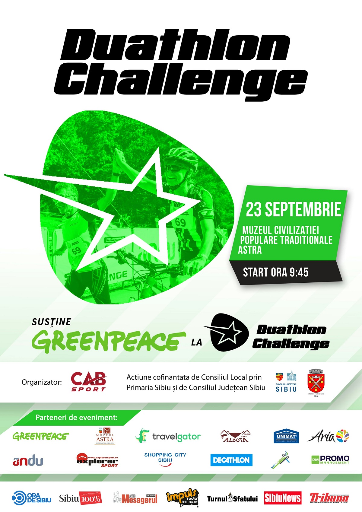 Sâmbătă, 23 septembrie, de la ora 09.45 – START Duathlon Challenge 2017