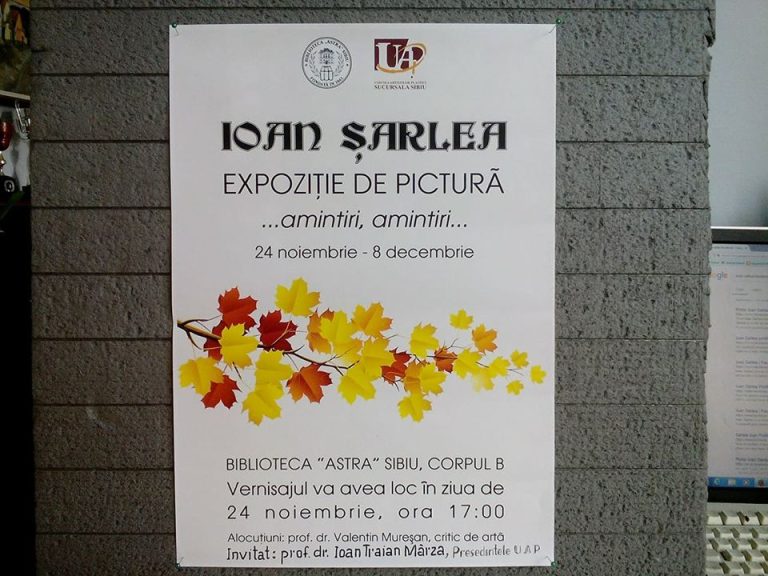 Artistul Ioan Șarlea expune la Biblioteca Astra din Sibiu