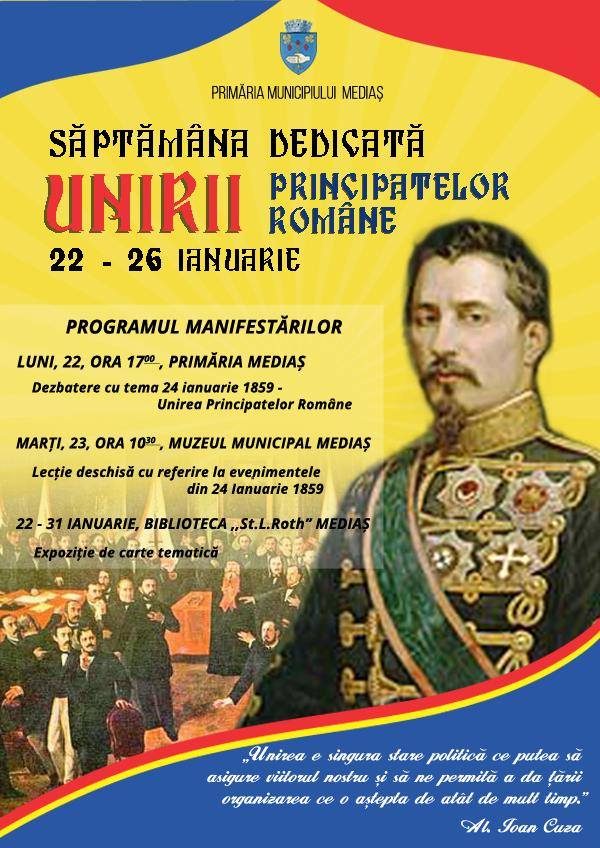 Manifestări dedicate Unirii Principatelor, la Mediaș