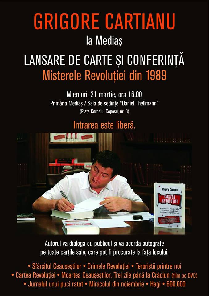 Lansare de carte şi conferinţă Grigore Cartianu la Mediaș