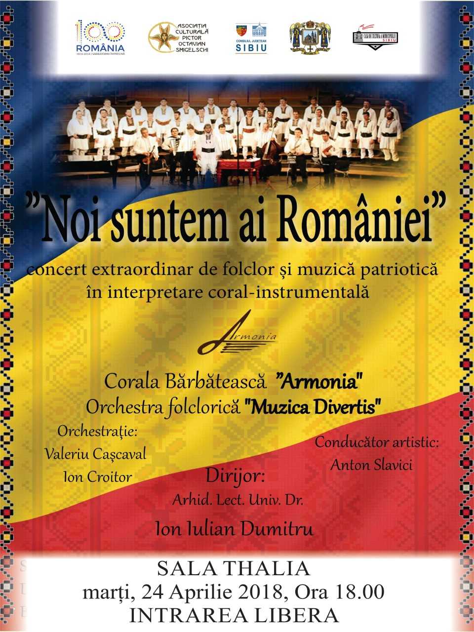 „Noi suntem ai României”, concert extraordinar dedicat Centenarului la Sibiu