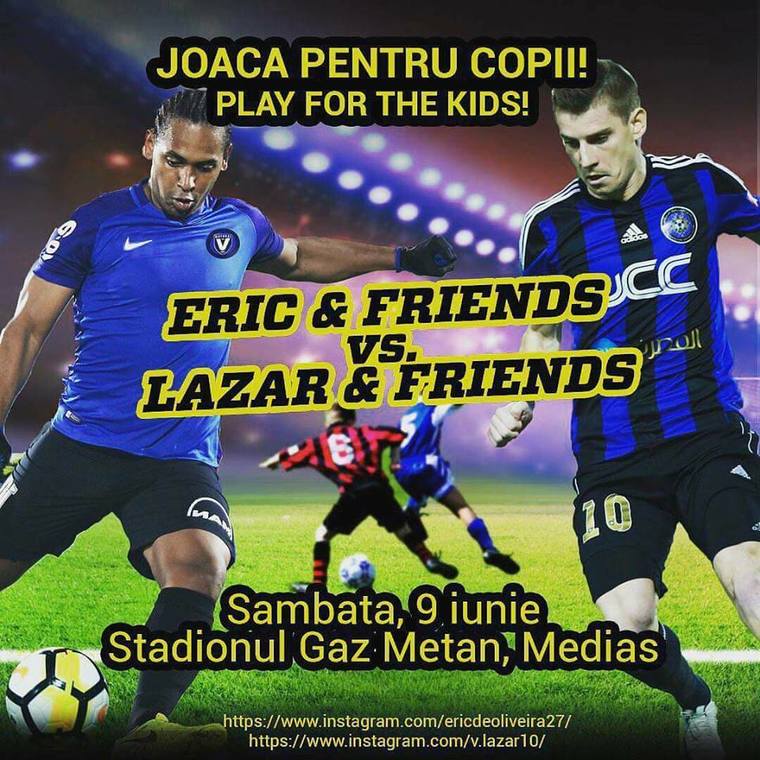 FOTO – Meci caritabil la Mediaș: Prietenii lui Eric de Oliveira și Vali Lazăr