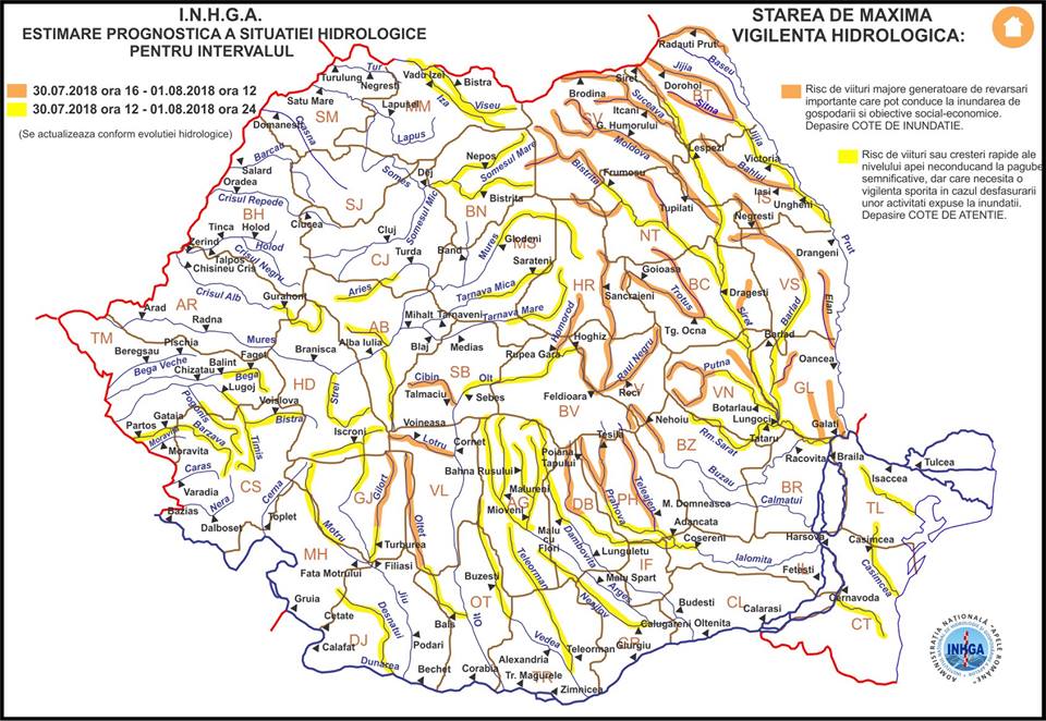 Cod portocaliu de inundații pe râul Cibin