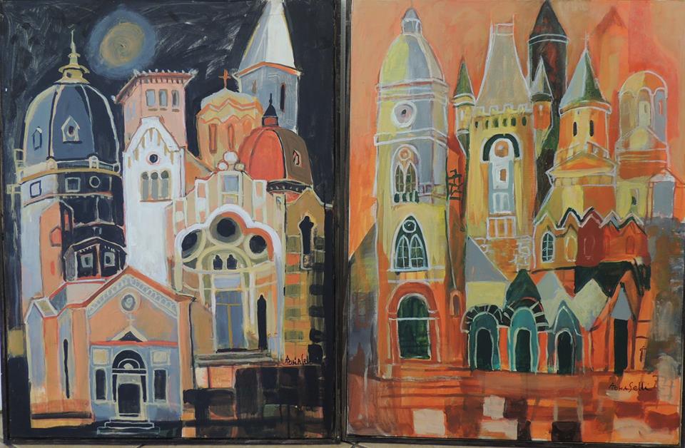 35 de lucrări de pictură semnate de Angela Tomaselli, la Primăria Sibiu