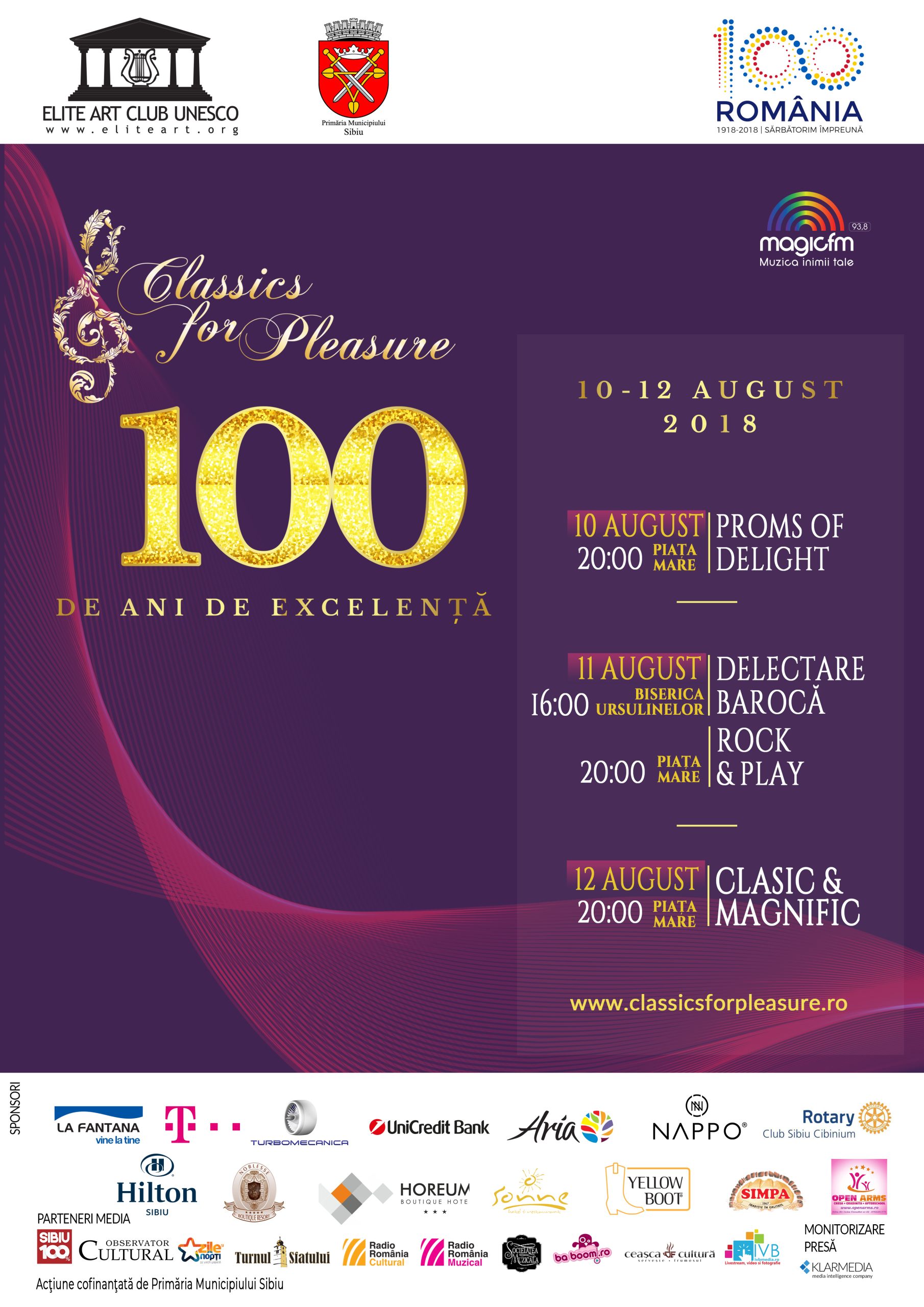 Sibiul răsfață melomanii cu trei zile de muzică bună în cadrul Classics for Pleasure – 100 de ani de excelență