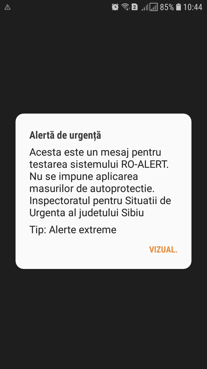 O noua zi de teste pentru RO-ALERT